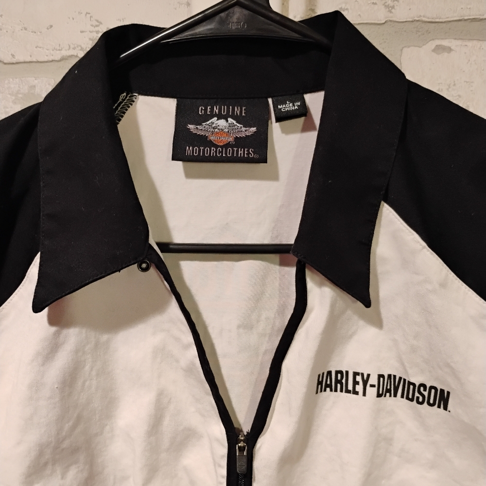 Harley Davidson Zip Down Shirt, LG - Picture 3 of 6